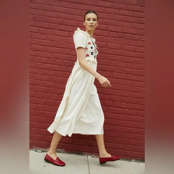 Tach Perico Smocked and hand-embroidered Midi Dress - Picture 2 of 8